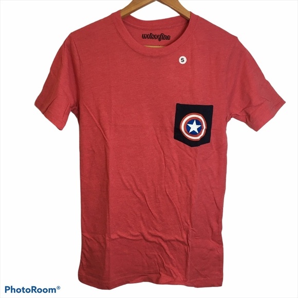 WeLoveFine Marvel Captain America Pocket Shirt Red White Blue Small S Fandom - Picture 1 of 7